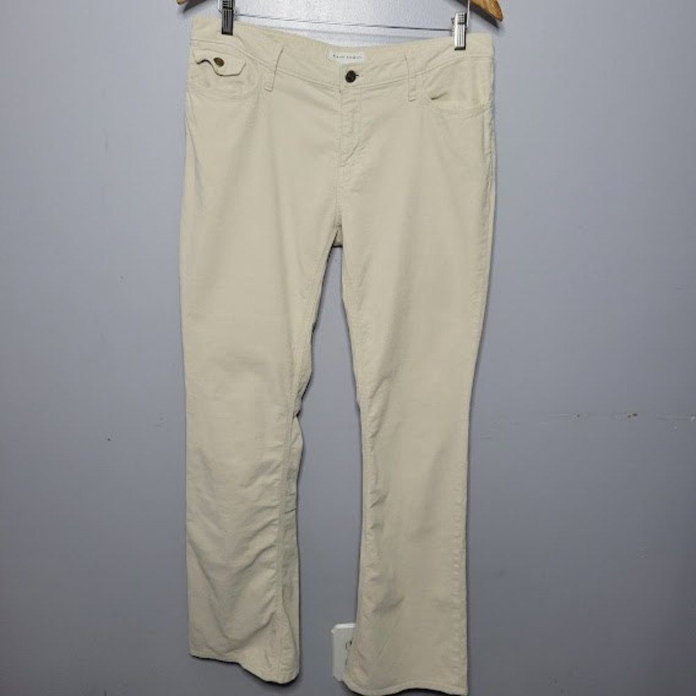 Banana Republic High-Rise Flare Ivory Corduroy Pant Size 12